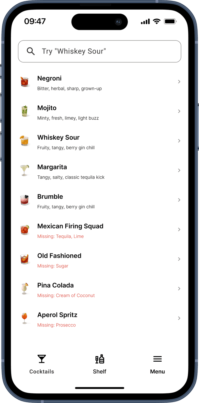 Missing ingredients helper